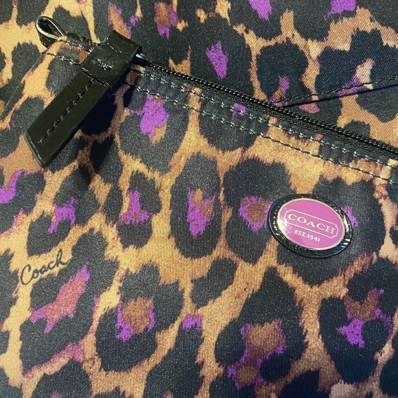 Coach Animal Print Crossbody Bag - Purple and Brown with matching cosmetic bag - Picture 13 of 14